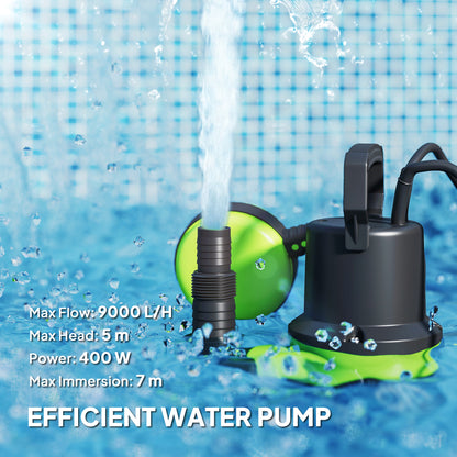 400W Water Pump with Float Switch, 9000L/H Electric Sump Pump