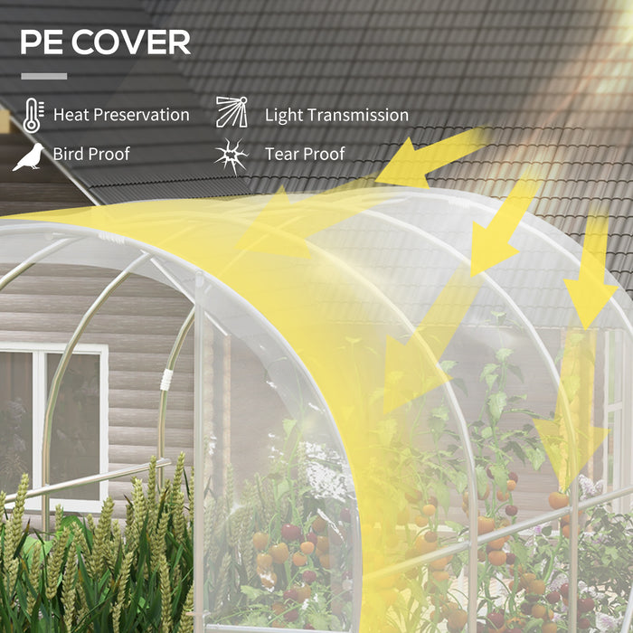 Polytunnel Greenhouse Walk-in Grow House with PE Cover, Door and Galvanised Steel Frame, 3 x 2 x 2m, Clear