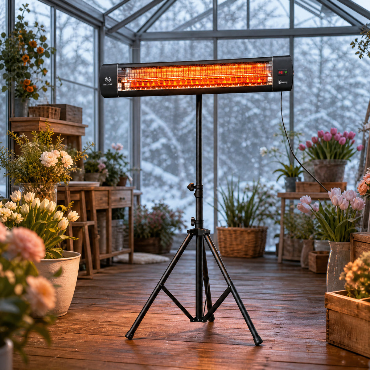 2500 W Electric Infrared Patio Heater, IP65 Garden Heater, Black
