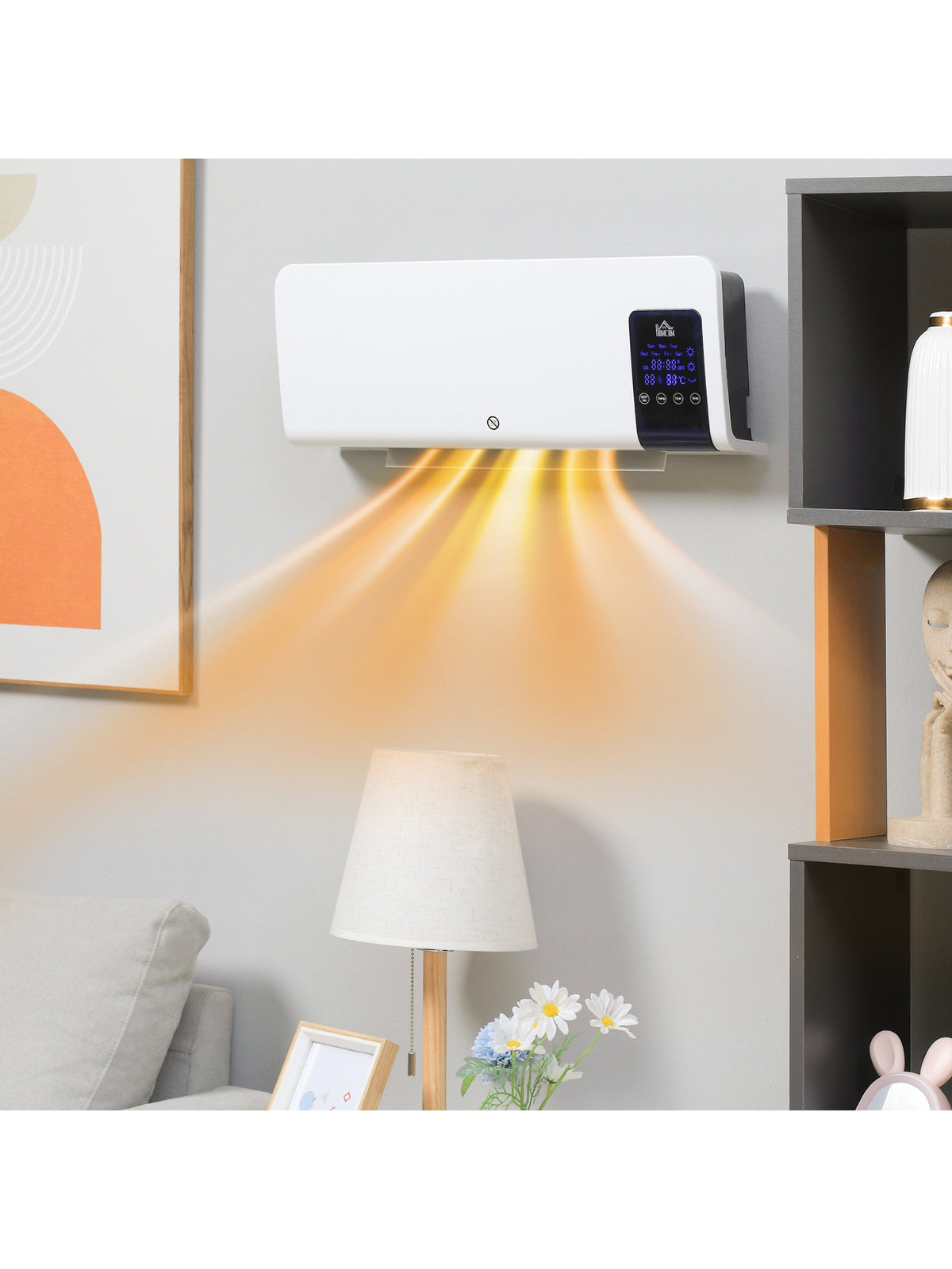 2000W Wall Mounted Ceramic Heater with Remote Control for Home White