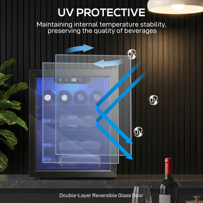 16 Bottle Wine Cooler, 4-16°C Under Counter Drinks Beer Wine Fridge
