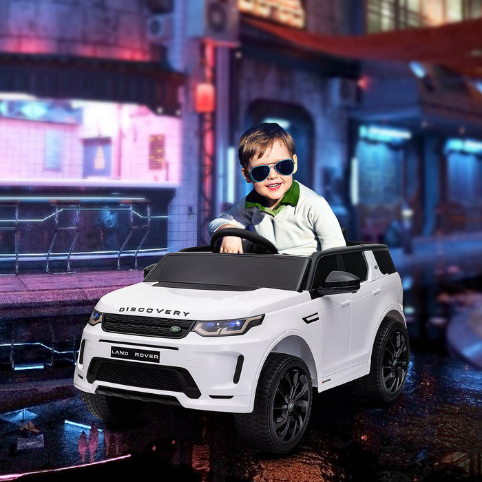 Land Rover Licensed Kids Electric Car w/ Remote Music - White