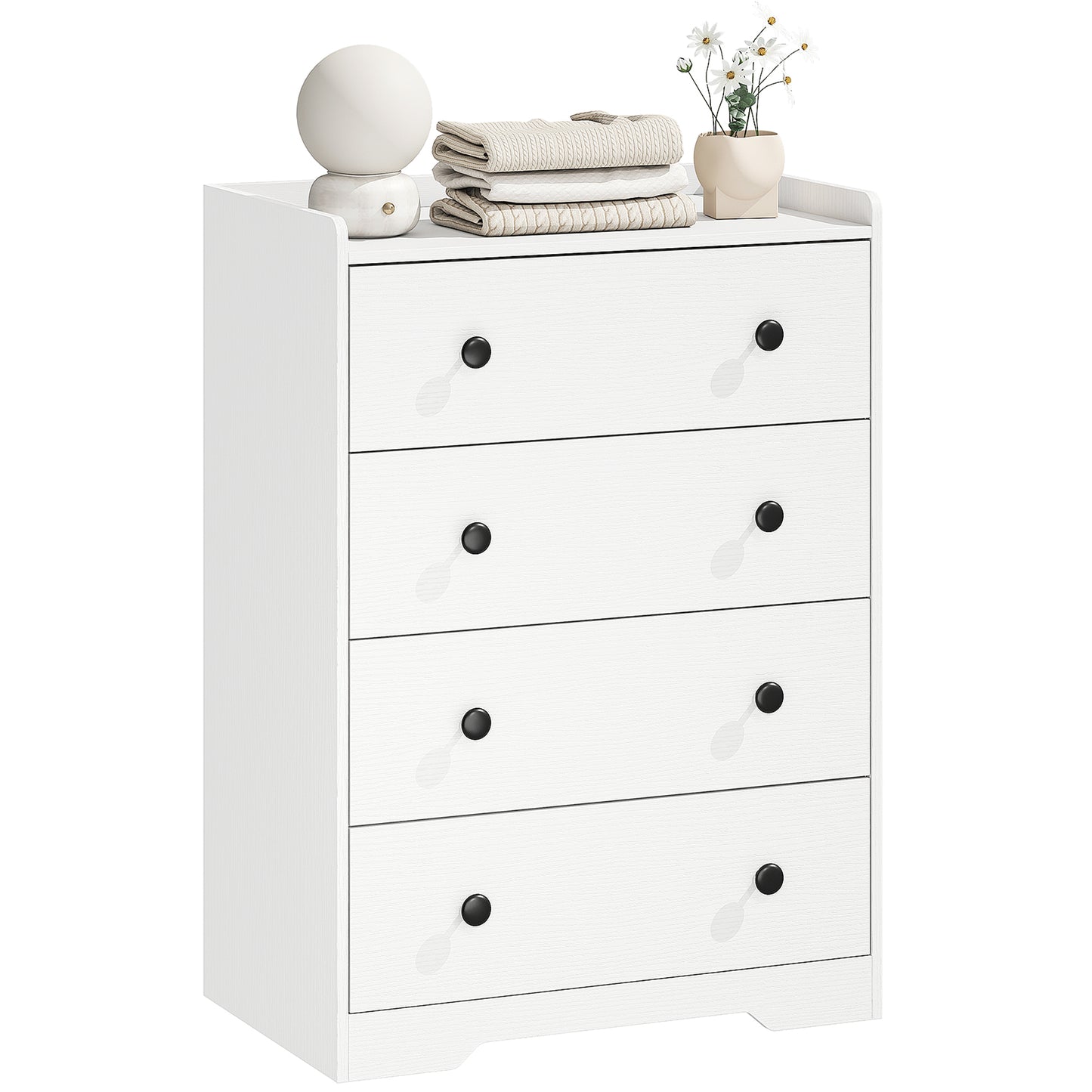4 Drawer Chest of Drawers, Storage Cabinet, White Wood Effect
