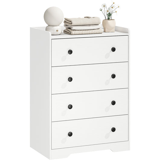 4 Drawer Chest of Drawers, Storage Cabinet, White Wood Effect