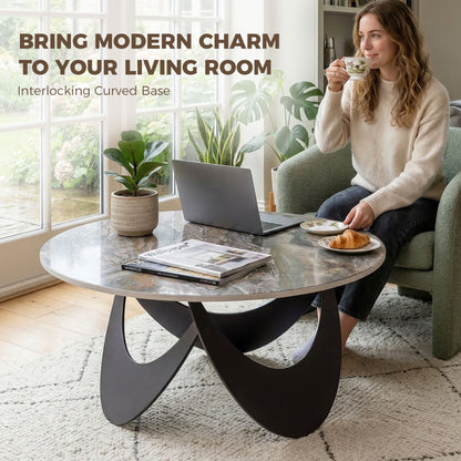 Coffee Table Sintered Stone Top Brown and Black