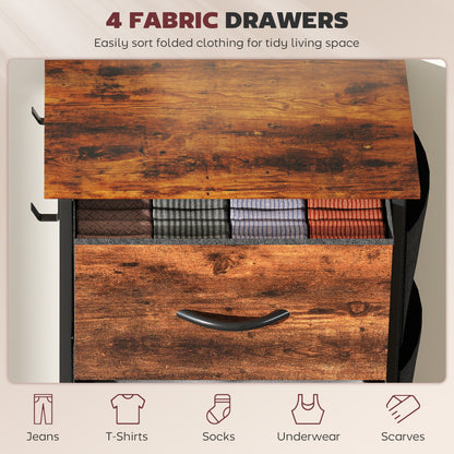 Fabric Chest of Drawers, 4 Drawer Dresser for Bedroom, Rustic Brown