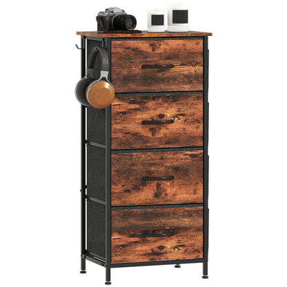 Fabric Chest of Drawers, 4 Drawer Dresser for Bedroom, Rustic Brown