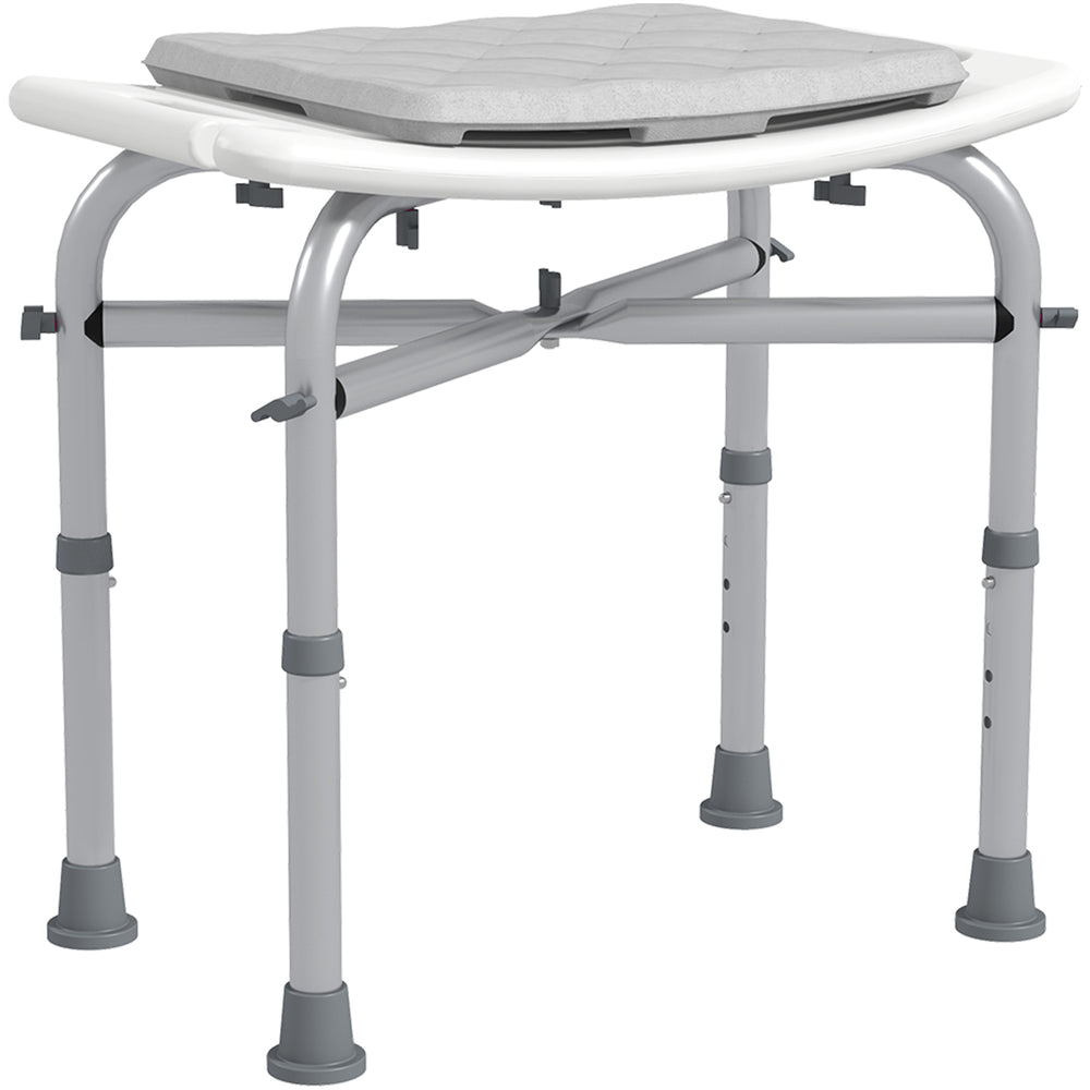 Aluminium Shower Stool for Elderly, Height Adjustable Shower Seat w/ Removable Padded Cushion, Shower Head Holder, Non-Slip