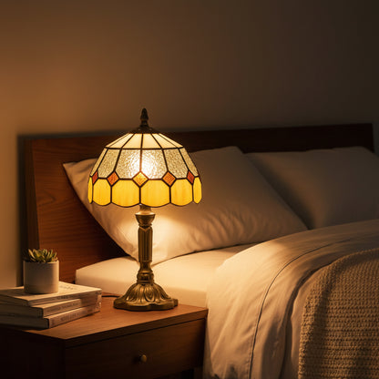 Tiffany-Style Table Lamp for Bedroom, Bulb not Included, Orange
