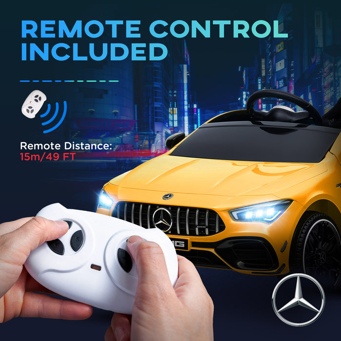 Mercedes-AMG CLA 45 Licensed 12V Ride on Car w/ Music - Yellow