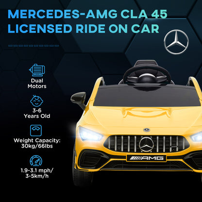 Mercedes-AMG CLA 45 Licensed 12V Ride on Car w/ Music - Yellow