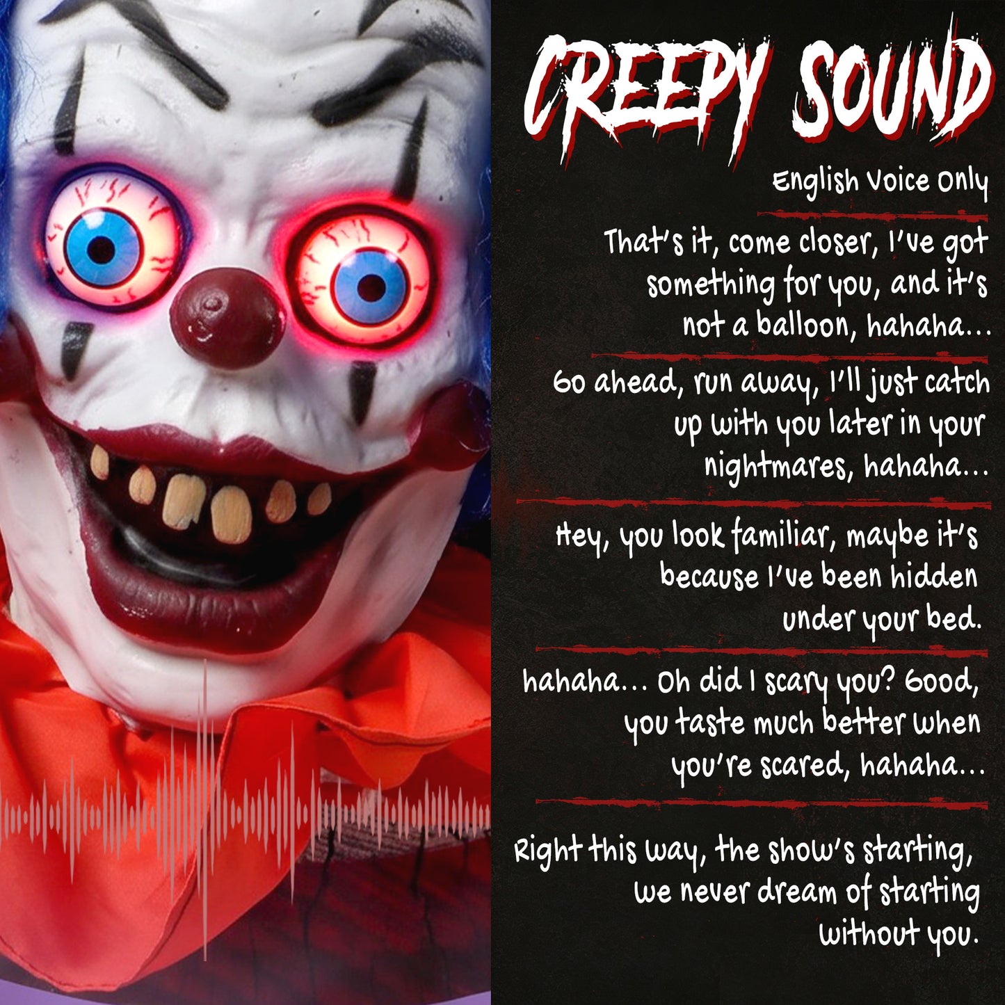 167 cm Life Size Animated Clown Halloween Decorations Outdoor Indoor