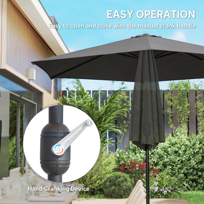 2.6M Garden Parasol Umbrella with Aluminium Pole, Tilt, Crank
