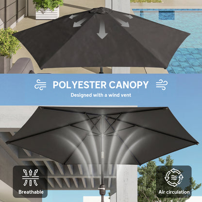 2.6M Garden Parasol Umbrella with Aluminium Pole, Tilt, Crank