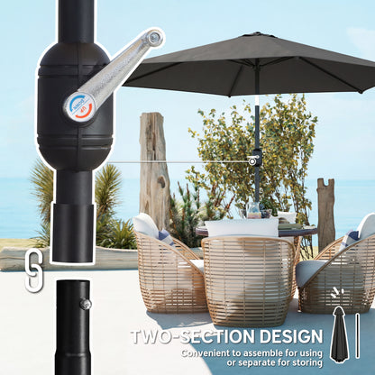 2.6M Garden Parasol Umbrella with Aluminium Pole, Tilt, Crank
