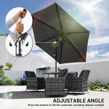 2.6M Garden Parasol Umbrella with Aluminium Pole, Tilt, Crank