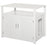 Wooden Cat Litter Box Enclosure Furniture with Adjustable Interior Wall & Large Tabletop for Nightstand, White