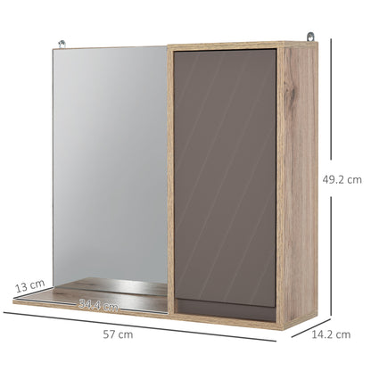 49x57cm Wall Mounting Bathroom Cabinet & Mirror Shelf Door Home Storage