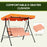 3-Seat Swing Chair Garden Swing Seat with Adjustable Canopy for Patio, Orange