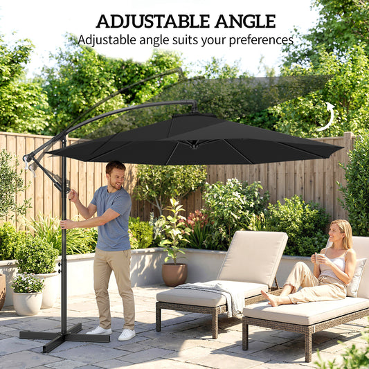 3(m) Banana Parasol Cantilever Umbrella Garden Black