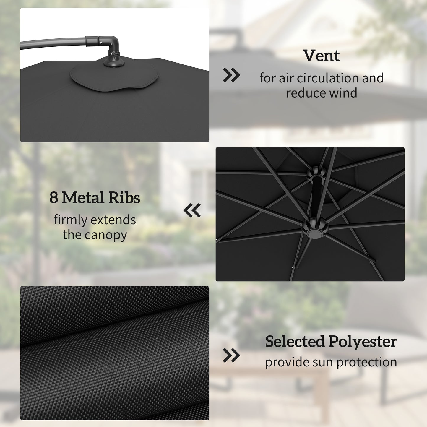 3(m) Banana Parasol Cantilever Umbrella Garden