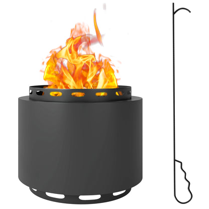48.5cm Smokeless Wood Burning Firepit Metal Fire Pit, Dark Grey