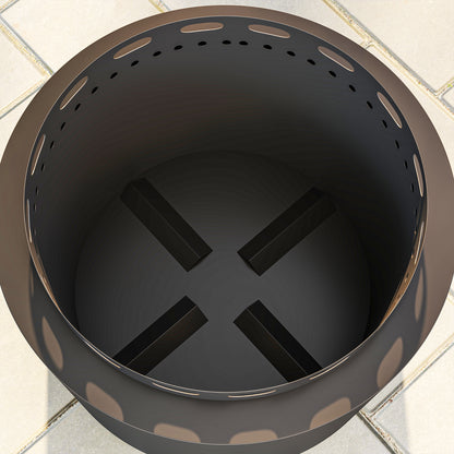 48.5cm Smokeless Wood Burning Firepit Metal Fire Pit, Dark Grey