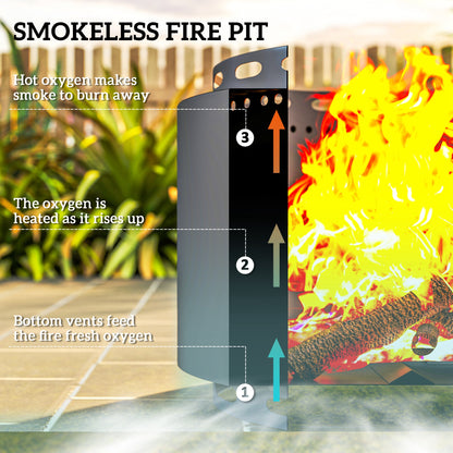 48.5cm Smokeless Wood Burning Firepit Metal Fire Pit, Dark Grey