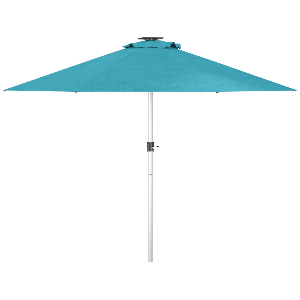 LED Patio Umbrella, Lighted Deck Umbrella with 4 Lighting Modes, Solar & USB Charging, Blue