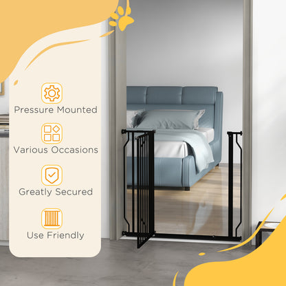 Wide Dog Safety Gate, with Door Pressure, for Doorways, Hallways, Staircases - Black