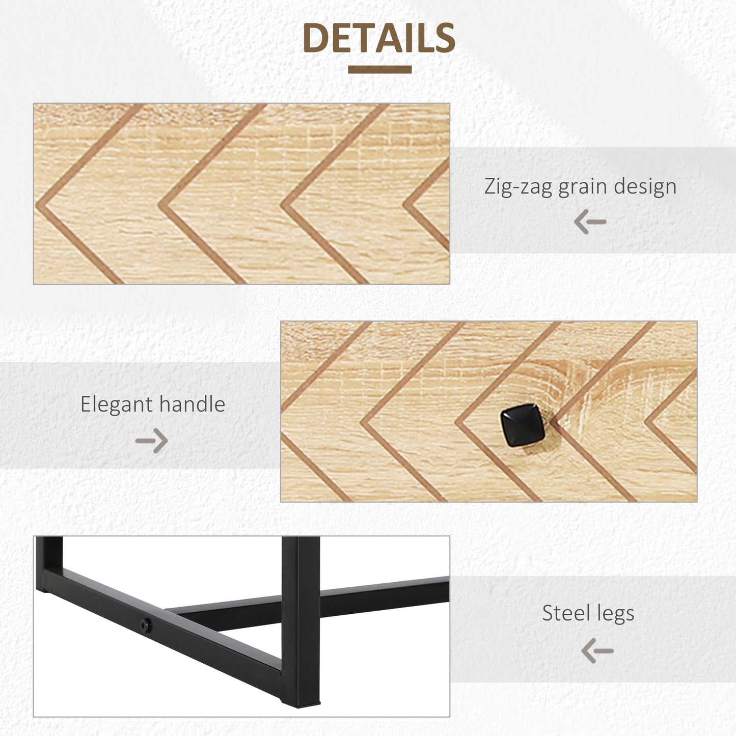 Chest Of 6 Drawers Storage Unit 71x120cm Unique Zigzag Design Anti tip