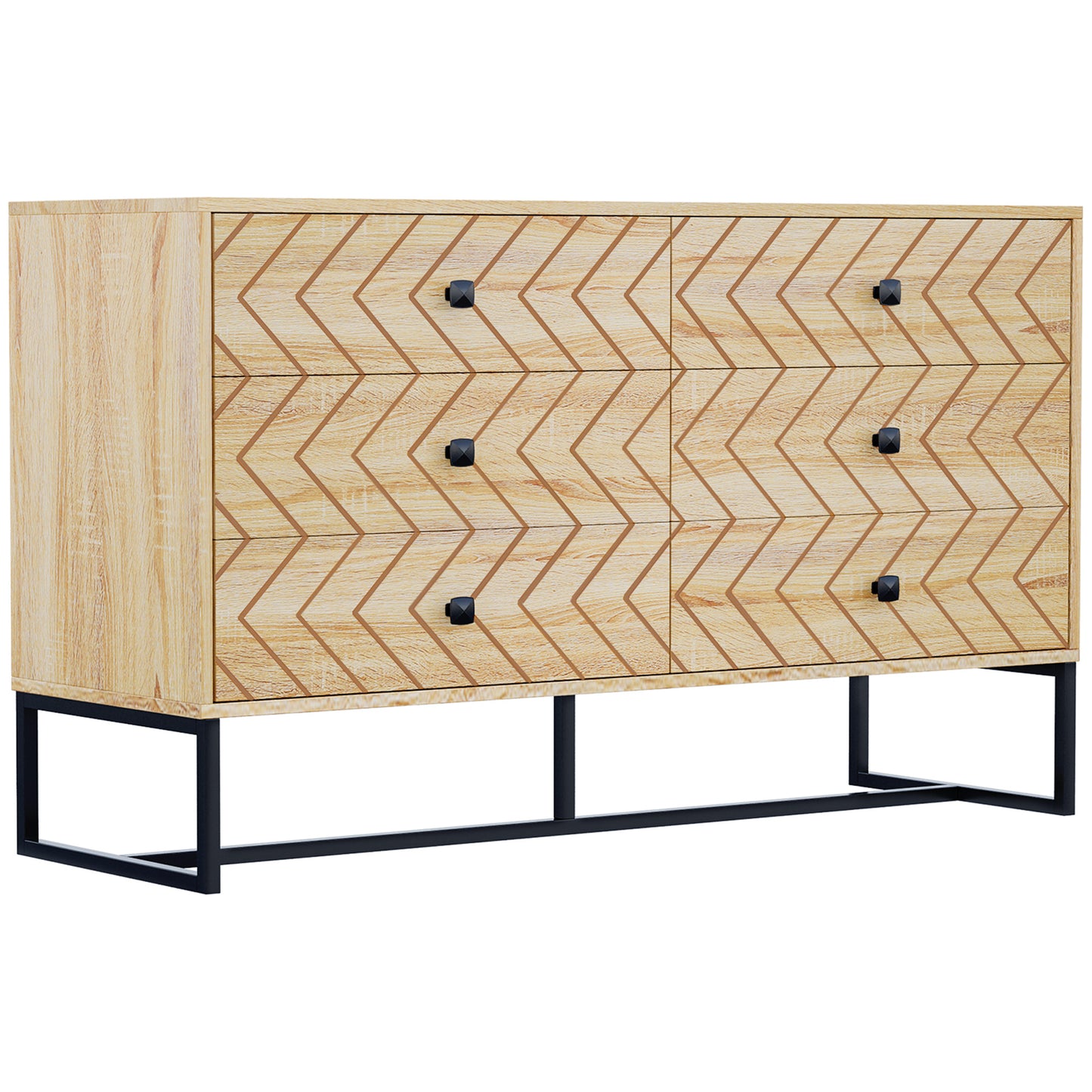Chest Of 6 Drawers Storage Unit 71x120cm Unique Zigzag Design Anti tip
