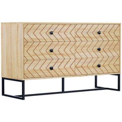 Chest Of 6 Drawers Storage Unit 71x120cm Unique Zigzag Design Anti tip