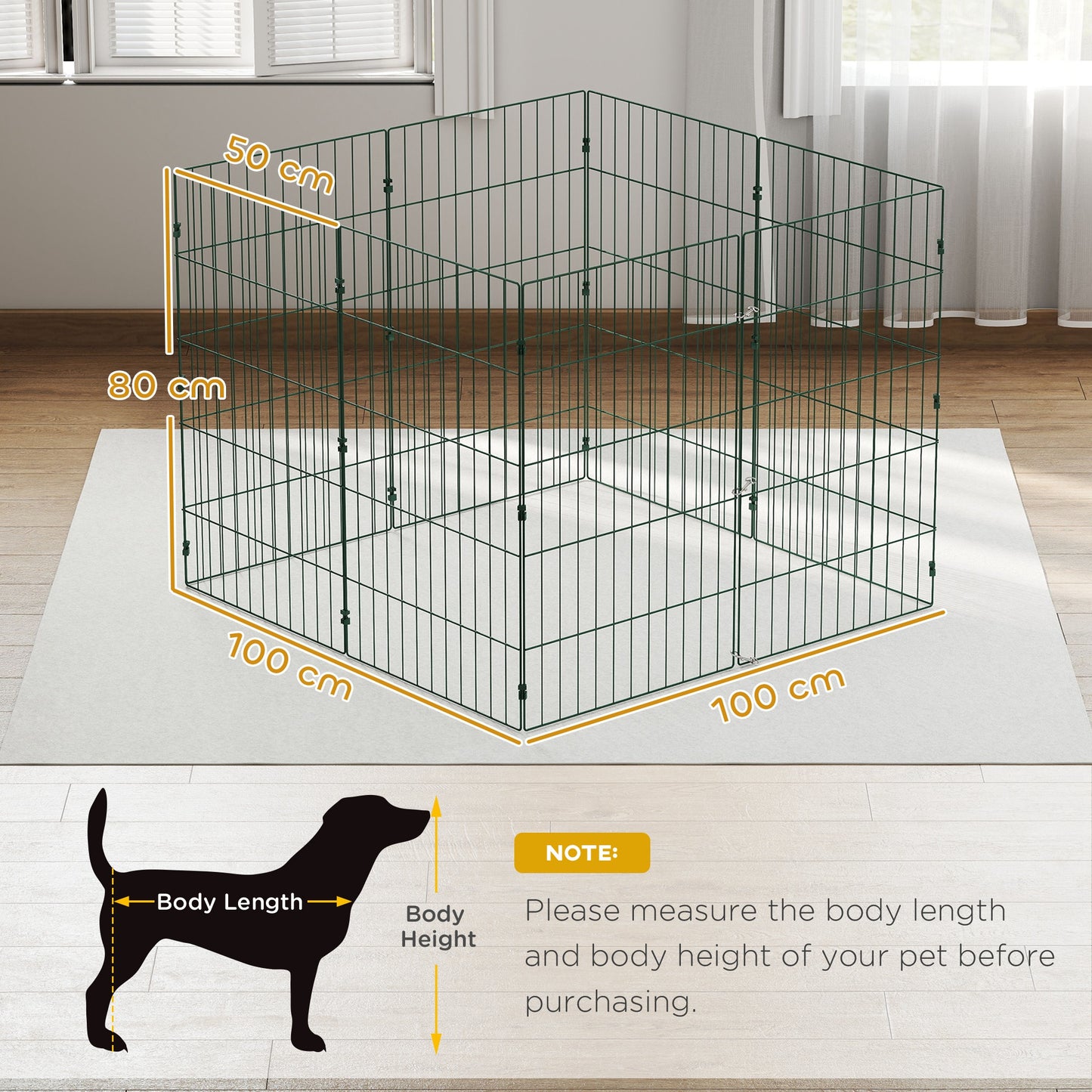 8 Panel Pet Pen, Dog Playpen for Puppies, 80 cm Height