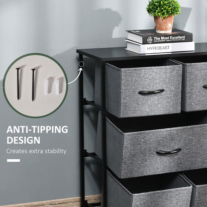 Chest of Drawers Bedroom Dresser with 8 Fabric Drawers, Dark Grey