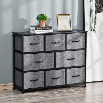 Chest of Drawers Bedroom Dresser with 8 Fabric Drawers, Dark Grey