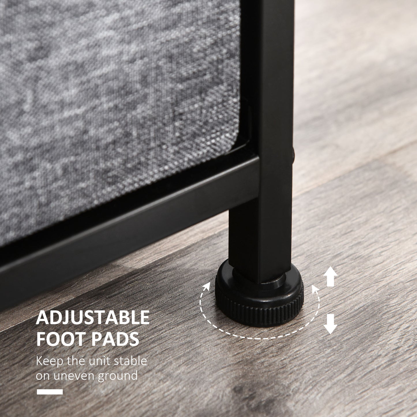 Chest of Drawers Bedroom Dresser with 8 Fabric Drawers, Dark Grey