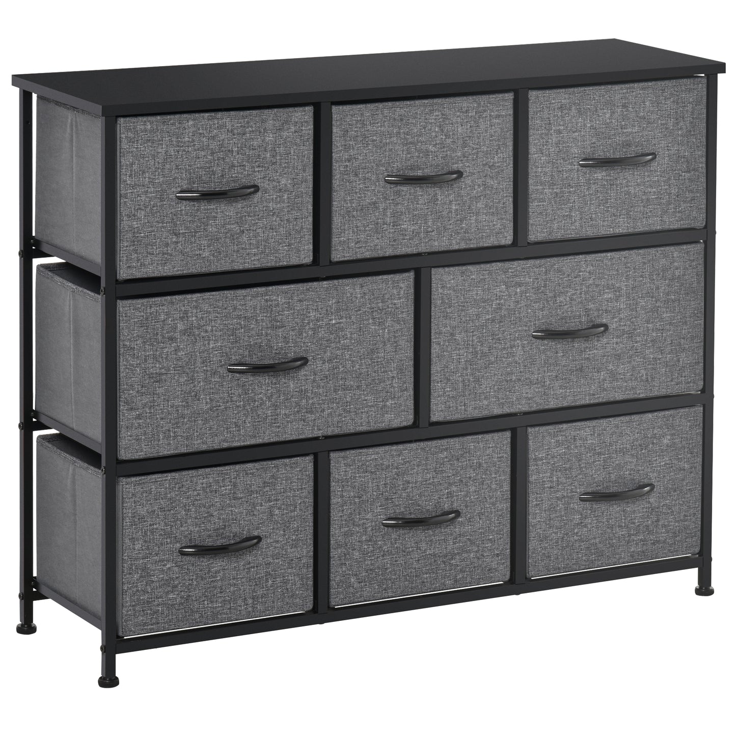 Chest of Drawers Bedroom Dresser with 8 Fabric Drawers, Dark Grey