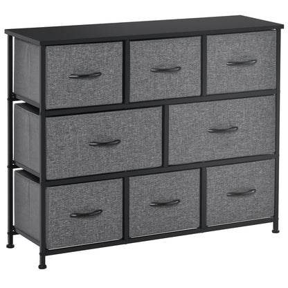 Chest of Drawers Bedroom Dresser with 8 Fabric Drawers, Dark Grey