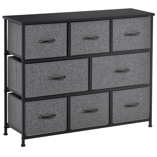 Chest of Drawers Bedroom Dresser with 8 Fabric Drawers, Dark Grey
