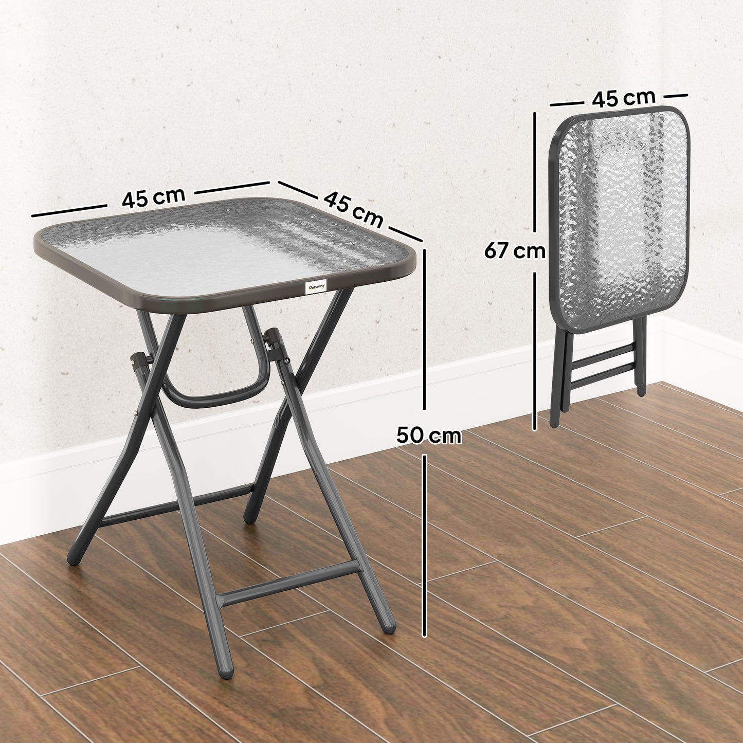 Folding Garden Table Square Foldable Table with Safety Buckle Black