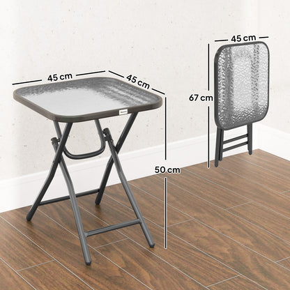 Folding Garden Table Square Foldable Table with Safety Buckle Black