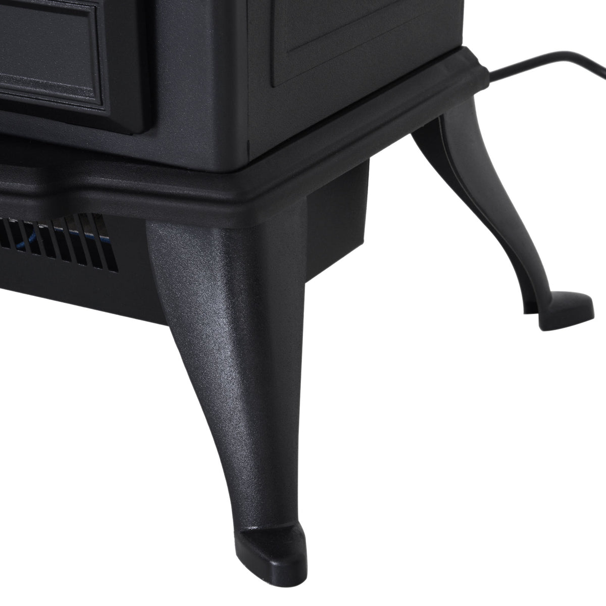 Free Standing Fireplace Flame Effect Electric Heater Log Burning Black