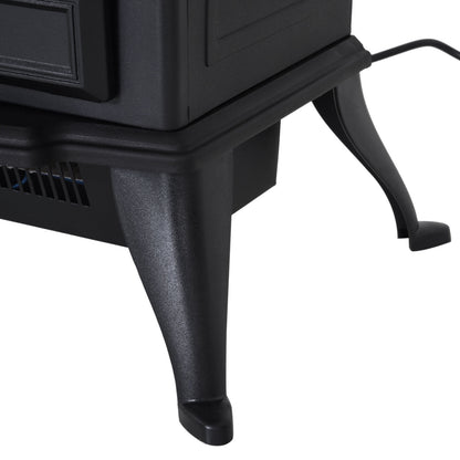 Free Standing Fireplace Flame Effect Electric Heater Log Burning Black