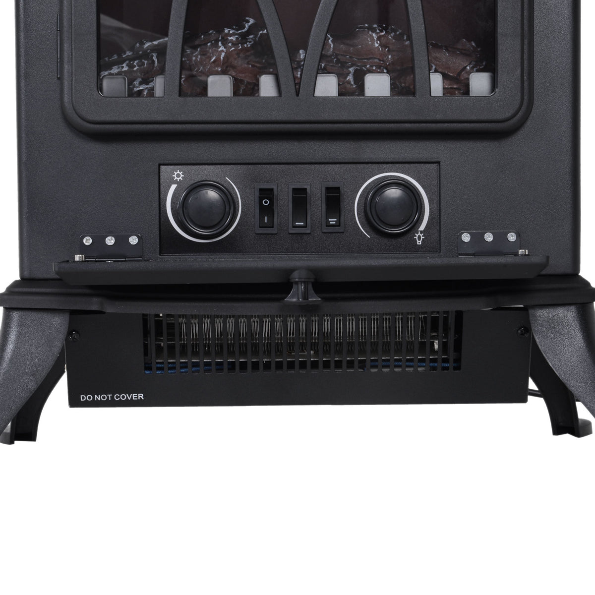 Free Standing Fireplace Flame Effect Electric Heater Log Burning Black