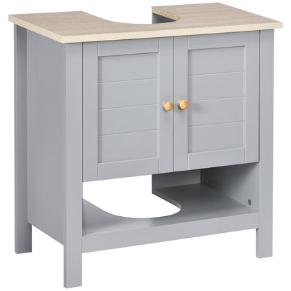 kleankin Bathroom Under Sink Cabinet with Adjustable Shelf, White, Grey