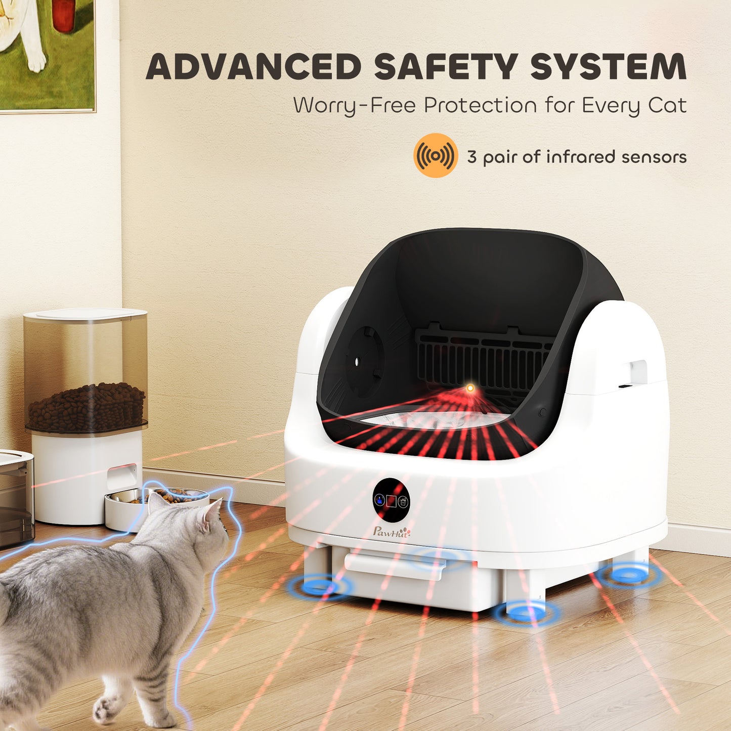 Self Cleaning Cat Litter Tray Top Opening Design, Automatic Litter Box More Space for Multiple & Senior, Large Cats, Integrated Security Protection, Odor-Free,  Instant Cleaning & Easy Scooping