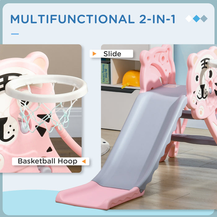 Kids Slide with Basketball Hoop, Basketball, for 18-36 Months, Pink