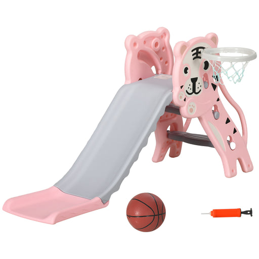 Kids Slide with Basketball Hoop, Basketball, for 18-36 Months, Pink