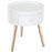 Modern Round Coffee Table Wooden Side Table Living Room Storage Unit w/Drawer Wood Leg - White